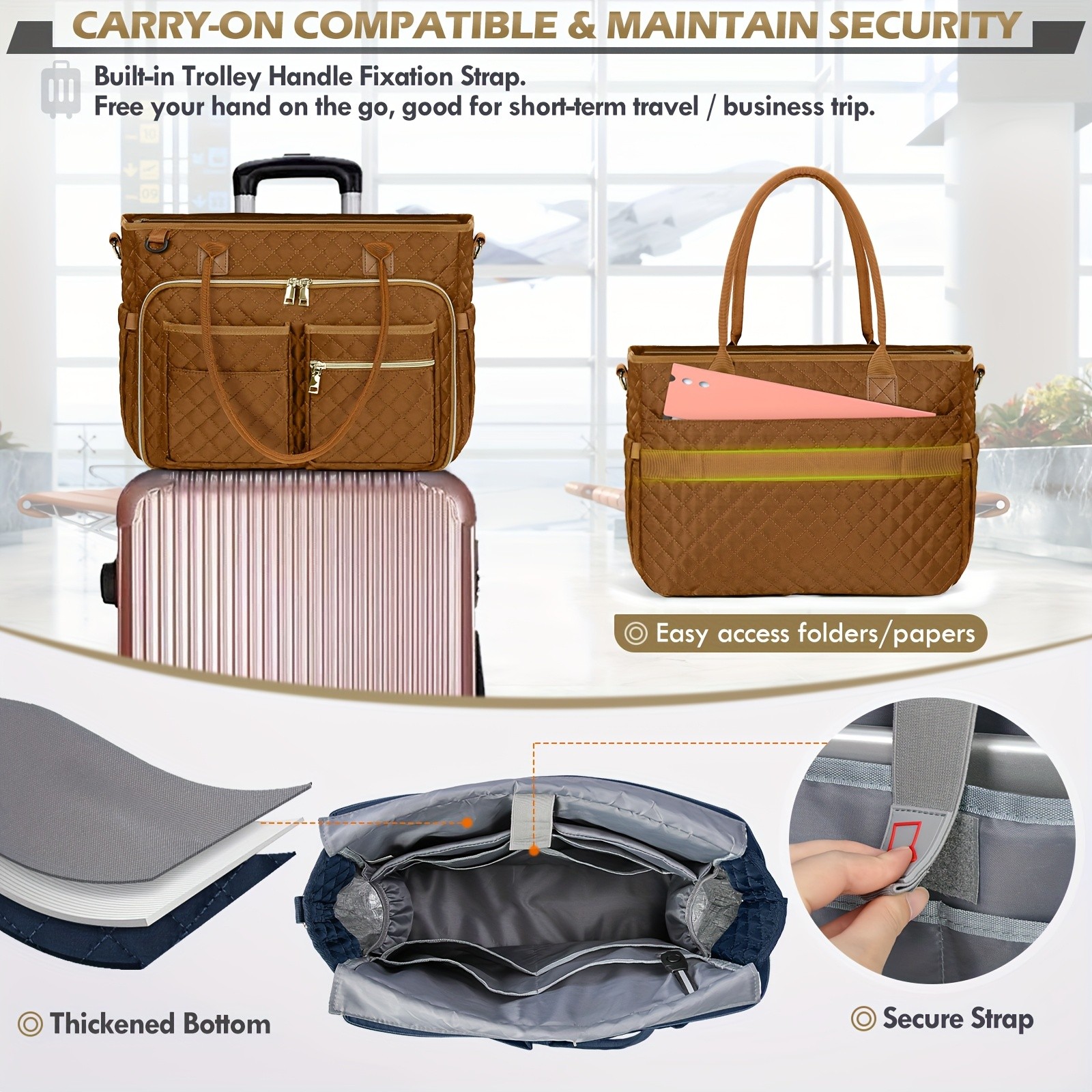 NUBILY Women’s 15.6-Inch Teacher’s Laptop Bag – Professional Work Tote with Insulated Pocket & Crossbody Strap