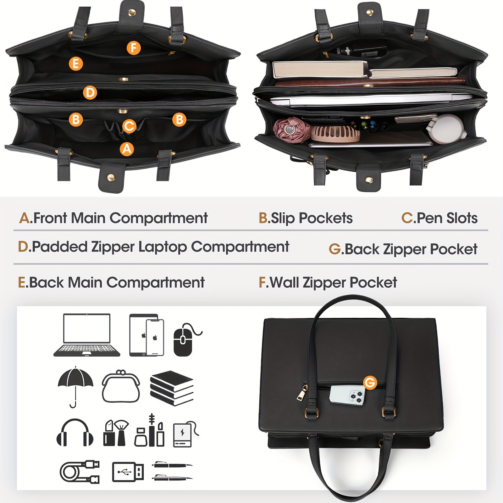 NUBILY Women’s 39.62 cm Laptop Tote Bag – Elegant PU Leather Work Bag for Modern Professionals