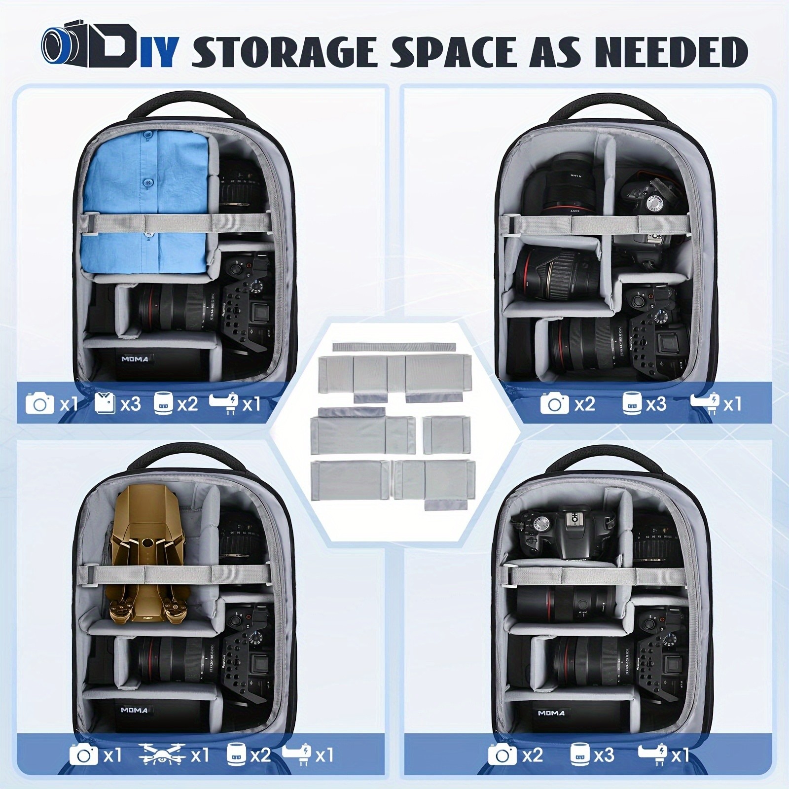 NUBILY Camera Backpack – Professional Anti-Theft Travel Bag for DSLR, SLR, Mirrorless & 35.56 cm Laptops