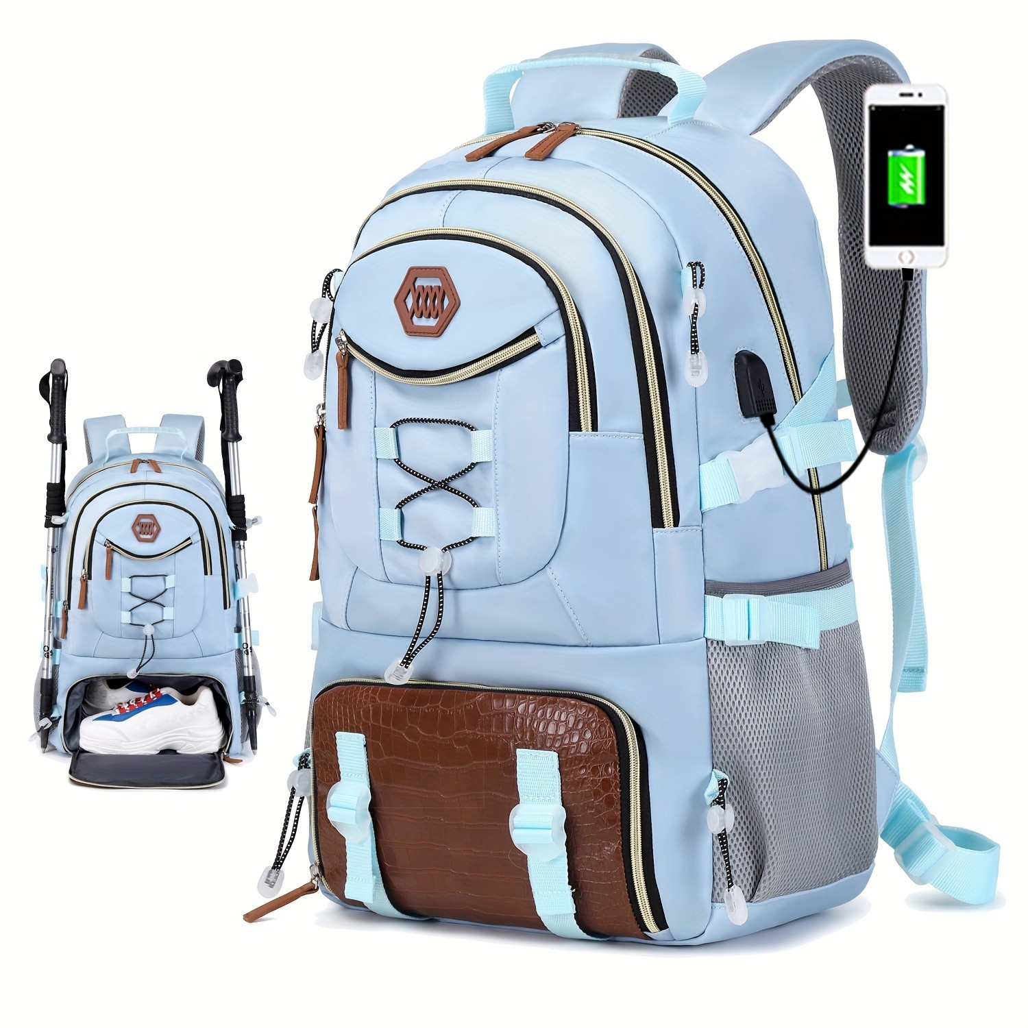 ENOSHI 40L Large Capacity Backpack – Heavy-Duty Travel & Hiking Pack with 43.94 cm Laptop Sleeve & Shoe Compartment