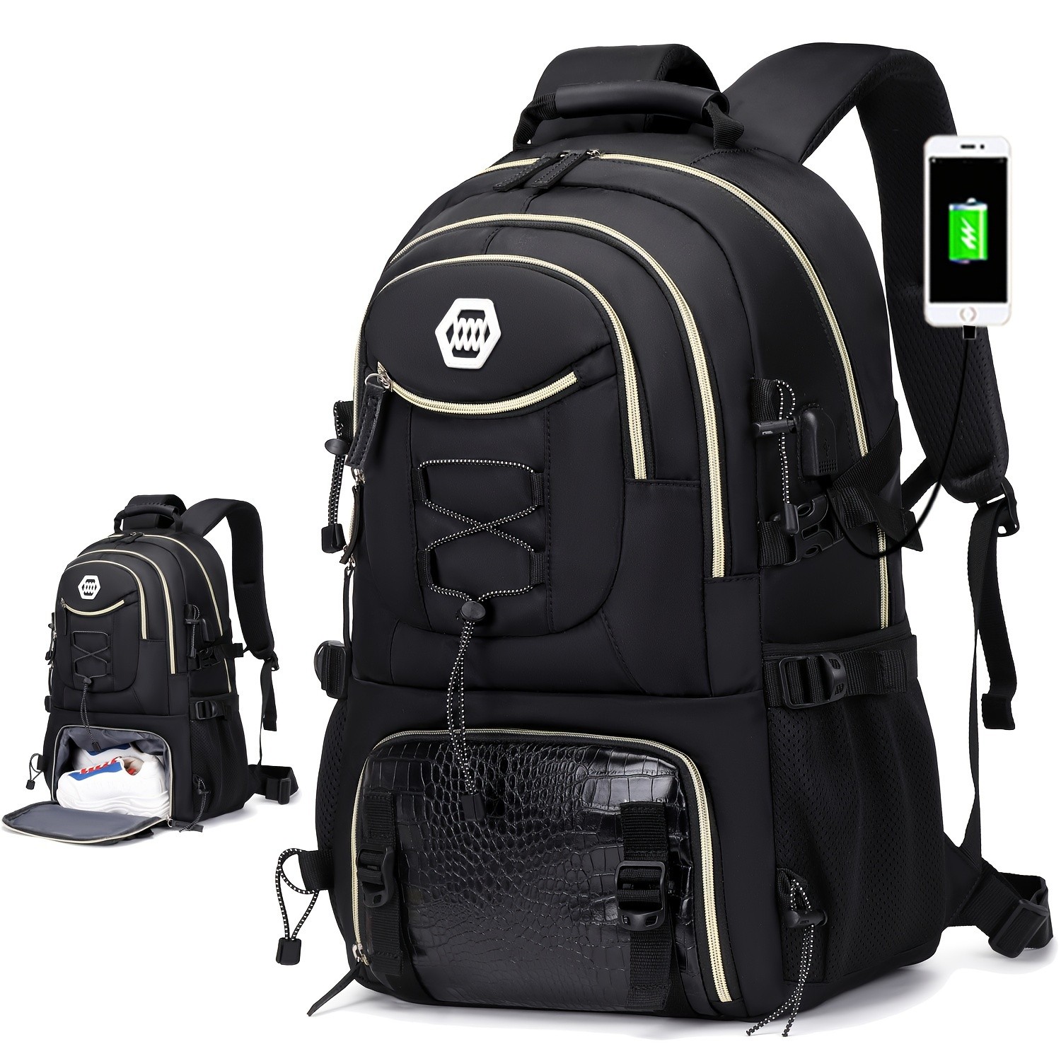 ENOSHI 40L Large Capacity Backpack – Heavy-Duty Travel & Hiking Pack with 43.94 cm Laptop Sleeve & Shoe Compartment