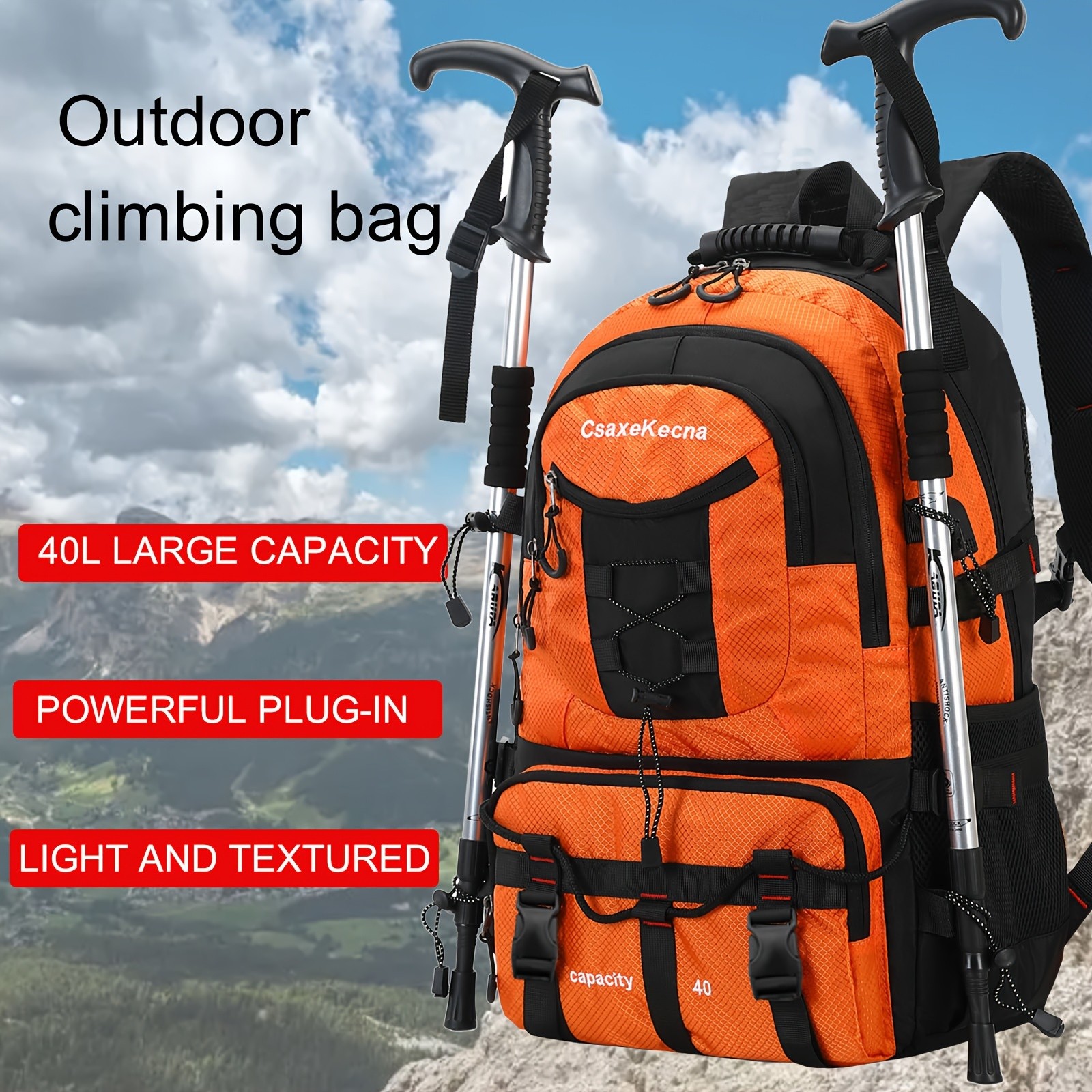 ENOSHI 40L Hiking Backpack – Large-Capacity Outdoor Pack for Camping, Climbing & Adventure (Unisex)