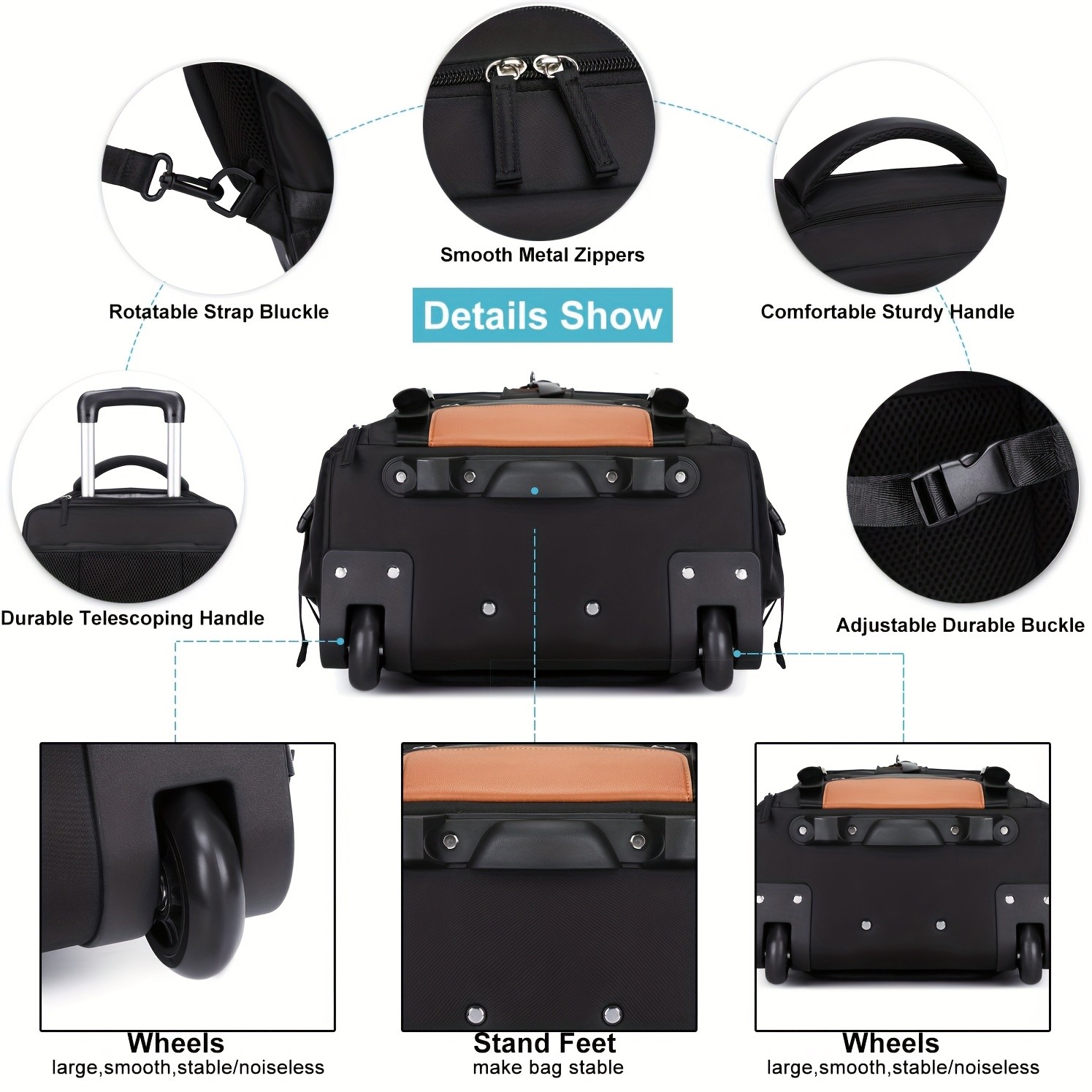 ENOSHI Travel Rolling Backpack – Heavy-Duty Wheeled Laptop Bag for Business, School & Travel (Fits 17-inch Laptop)