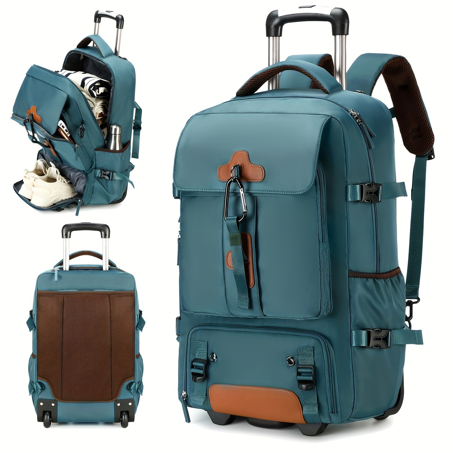 ENOSHI Travel Rolling Backpack – Heavy-Duty Wheeled Laptop Bag for Business, School & Travel (Fits 17-inch Laptop)