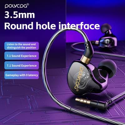 POLVCDG Gaming-Themed Wired Headphones – Stereo Sound, Comfortable Fit & High-Clarity Calls