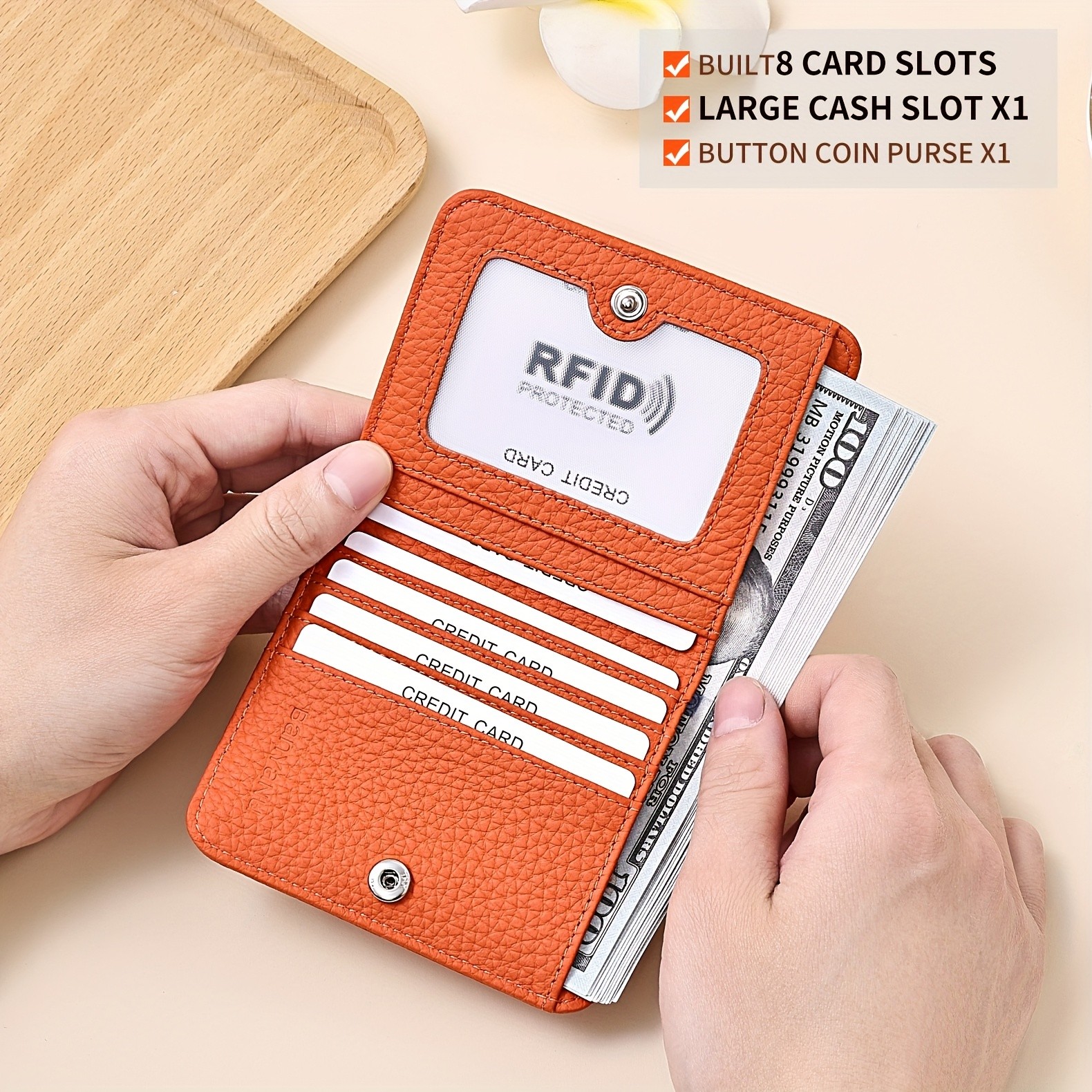 BANYANU Women’s Genuine Leather Mini Wallet Set – Vintage 6-Card Holder + Coin Purse with Snap Closure