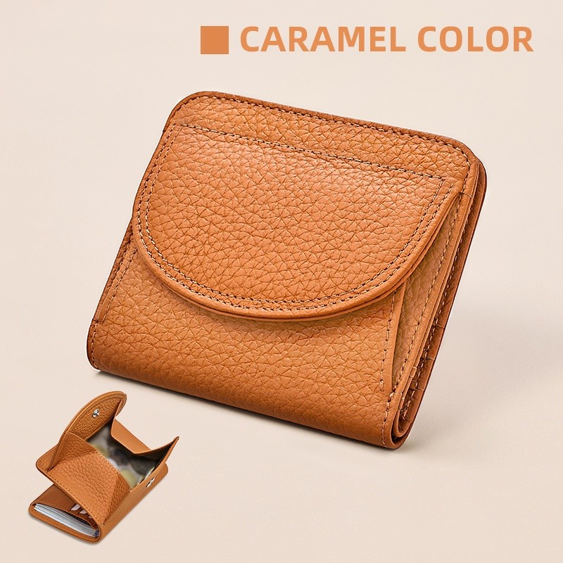 BANYANU Women’s Genuine Leather Mini Wallet Set – Vintage 6-Card Holder + Coin Purse with Snap Closure