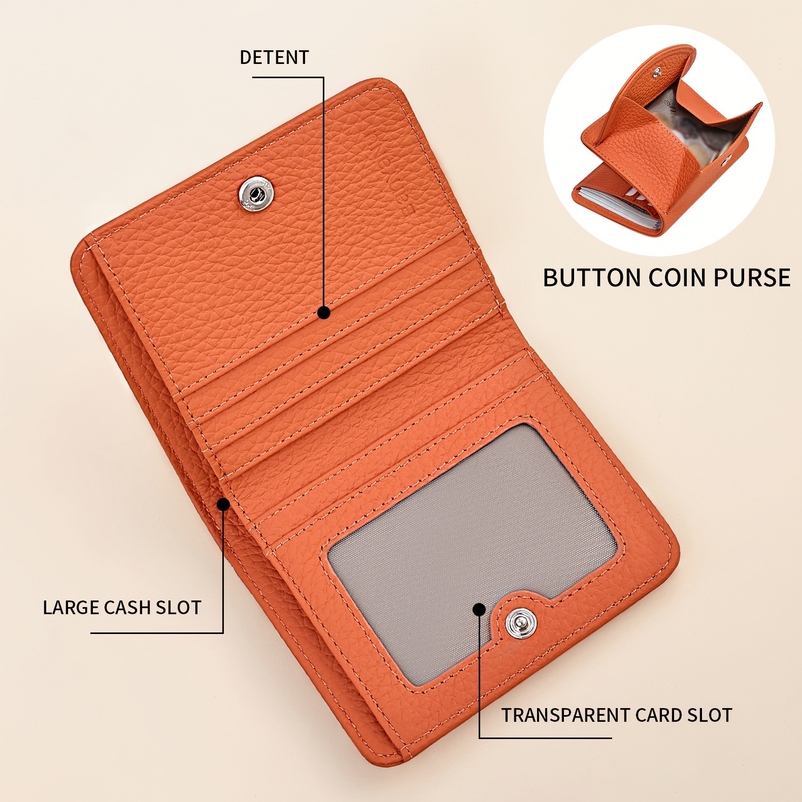 BANYANU Women’s Genuine Leather Mini Wallet Set – Vintage 6-Card Holder + Coin Purse with Snap Closure