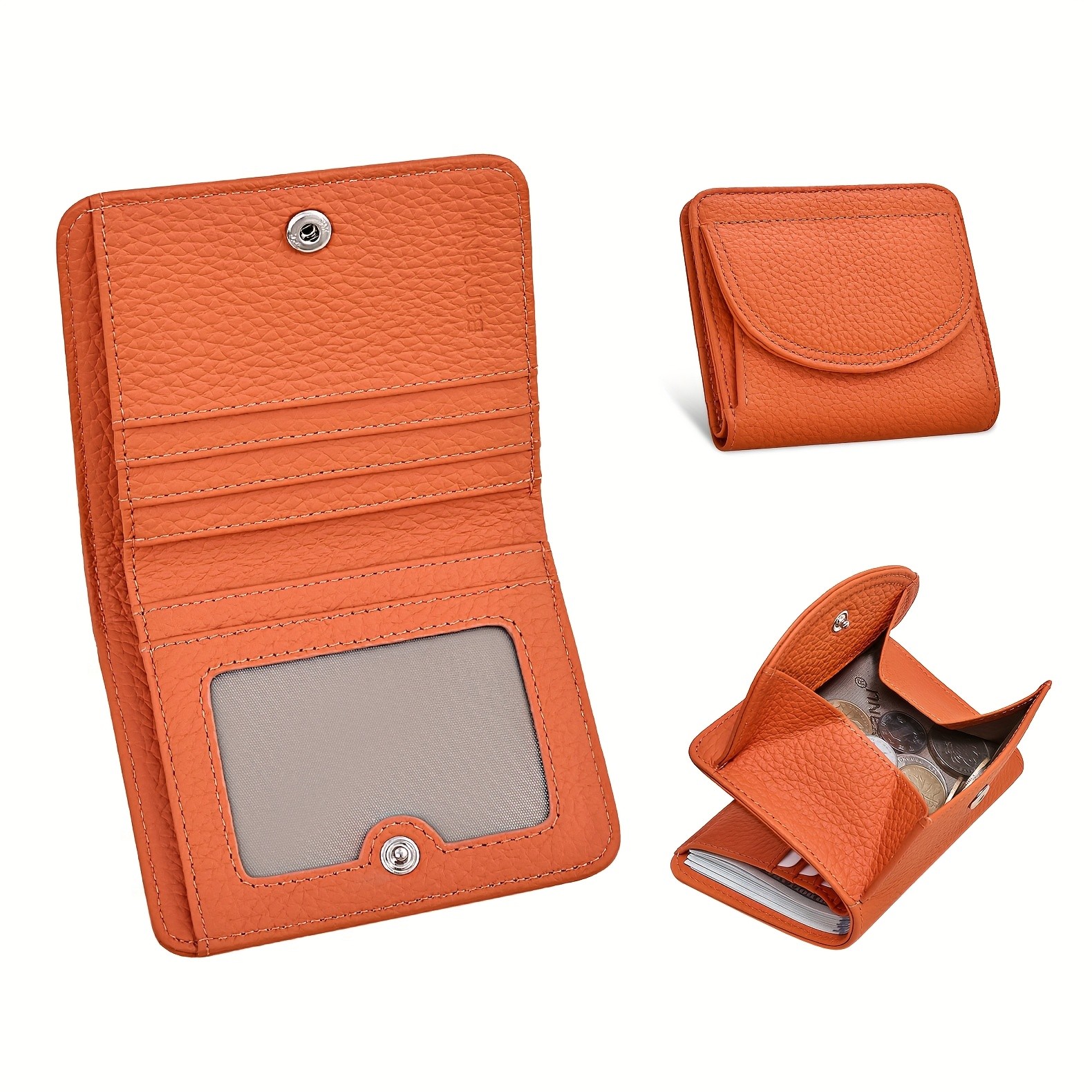 BANYANU Women’s Genuine Leather Mini Wallet Set – Vintage 6-Card Holder + Coin Purse with Snap Closure