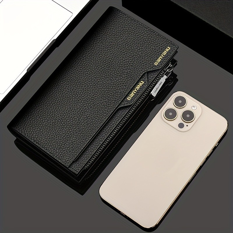 BANYANU Men’s Genuine Leather Wallet – Large-Capacity Cowhide Clutch with Multi-Card Holder & Driver’s License Slot