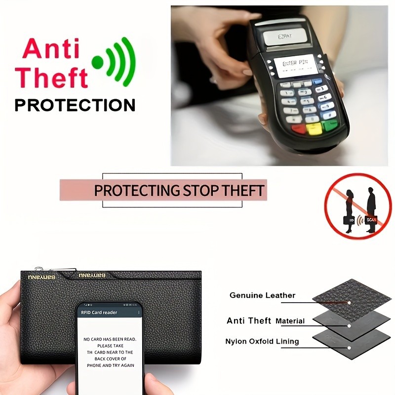 BANYANU Men’s Genuine Leather Wallet – Large-Capacity Cowhide Clutch with Multi-Card Holder & Driver’s License Slot