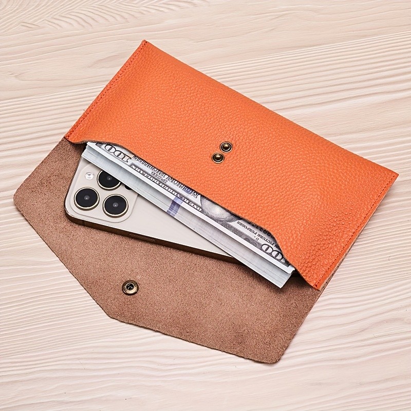 BANYANU Women’s Luxury Genuine Leather Wallet – Large-Capacity Envelope Purse with Rivet Details