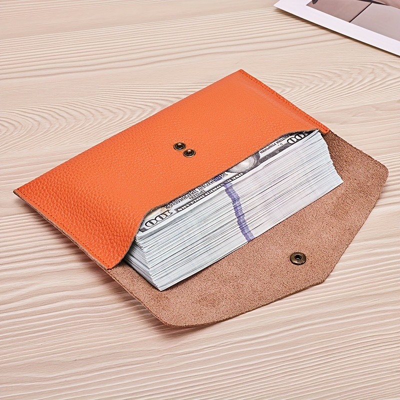 BANYANU Women’s Luxury Genuine Leather Wallet – Large-Capacity Envelope Purse with Rivet Details