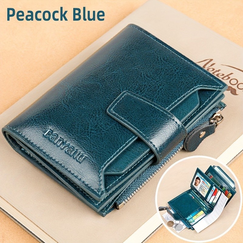 BANYANU Vintage Women’s Compact Wallet – Slim RFID-Blocking Foldable Organizer with Multiple Card Slots