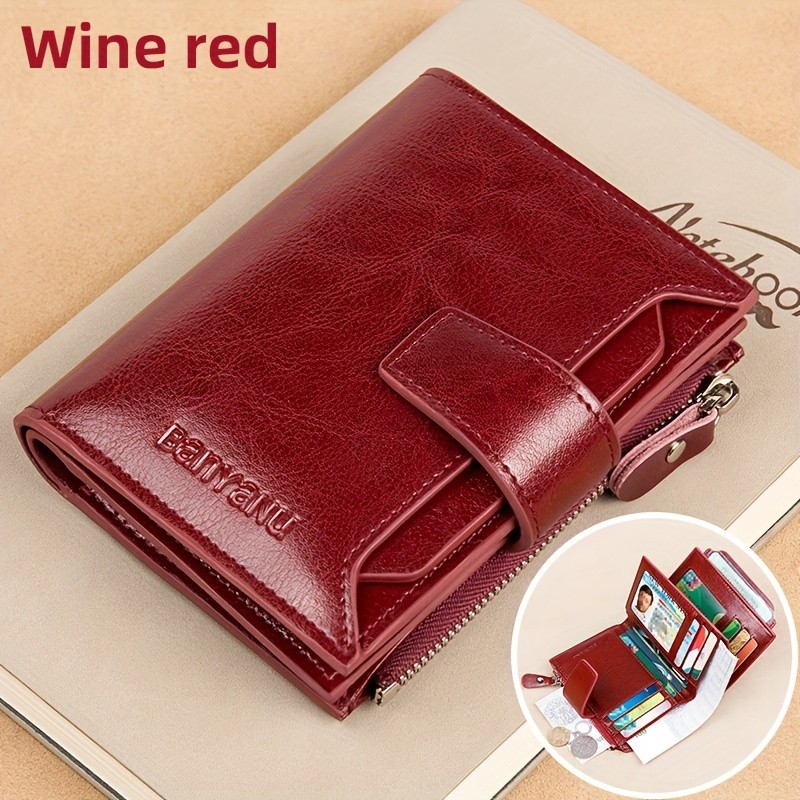 BANYANU Vintage Women’s Compact Wallet – Slim RFID-Blocking Foldable Organizer with Multiple Card Slots