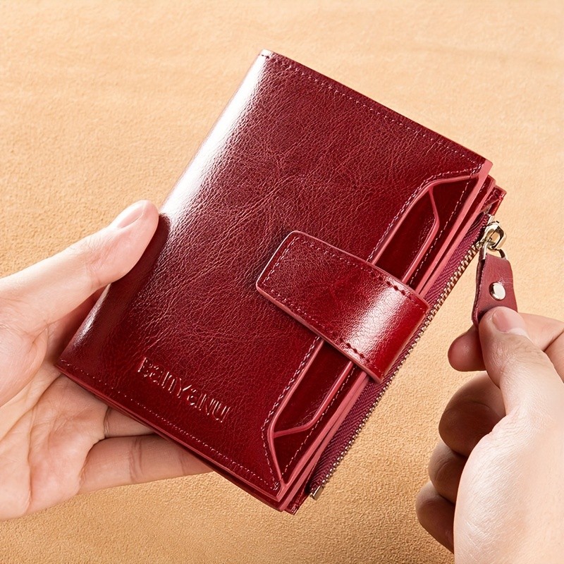 BANYANU Vintage Women’s Compact Wallet – Slim RFID-Blocking Foldable Organizer with Multiple Card Slots