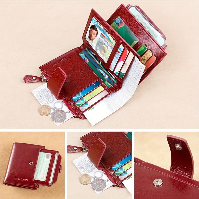 BANYANU Vintage Women’s Compact Wallet – Slim RFID-Blocking Foldable Organizer with Multiple Card Slots