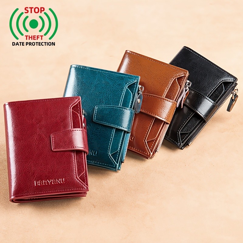 BANYANU Vintage Women’s Compact Wallet – Slim RFID-Blocking Foldable Organizer with Multiple Card Slots