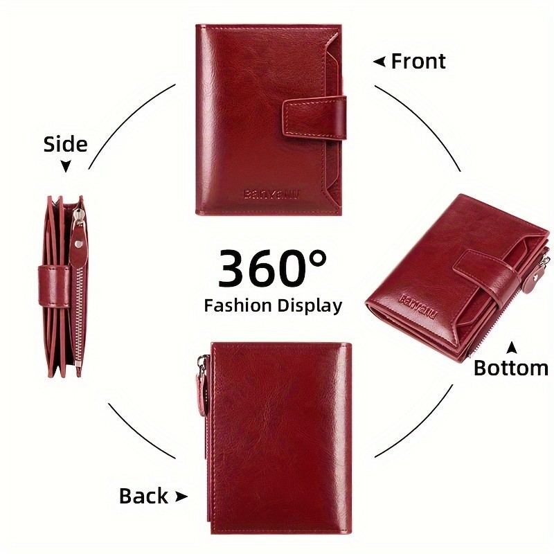 BANYANU Vintage Women’s Compact Wallet – Slim RFID-Blocking Foldable Organizer with Multiple Card Slots