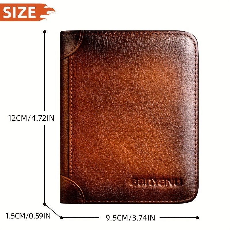 BANYANU Vintage Leather Bifold Wallet – Slim Head-Layer Leather Wallet with Large Capacity & Timeless Style