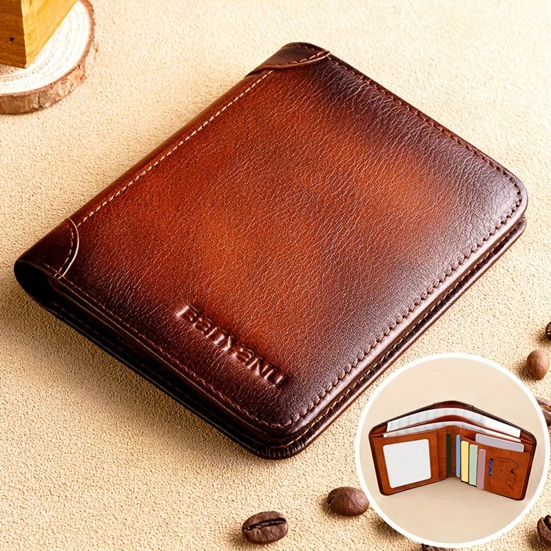 BANYANU Vintage Leather Bifold Wallet – Slim Head-Layer Leather Wallet with Large Capacity & Timeless Style