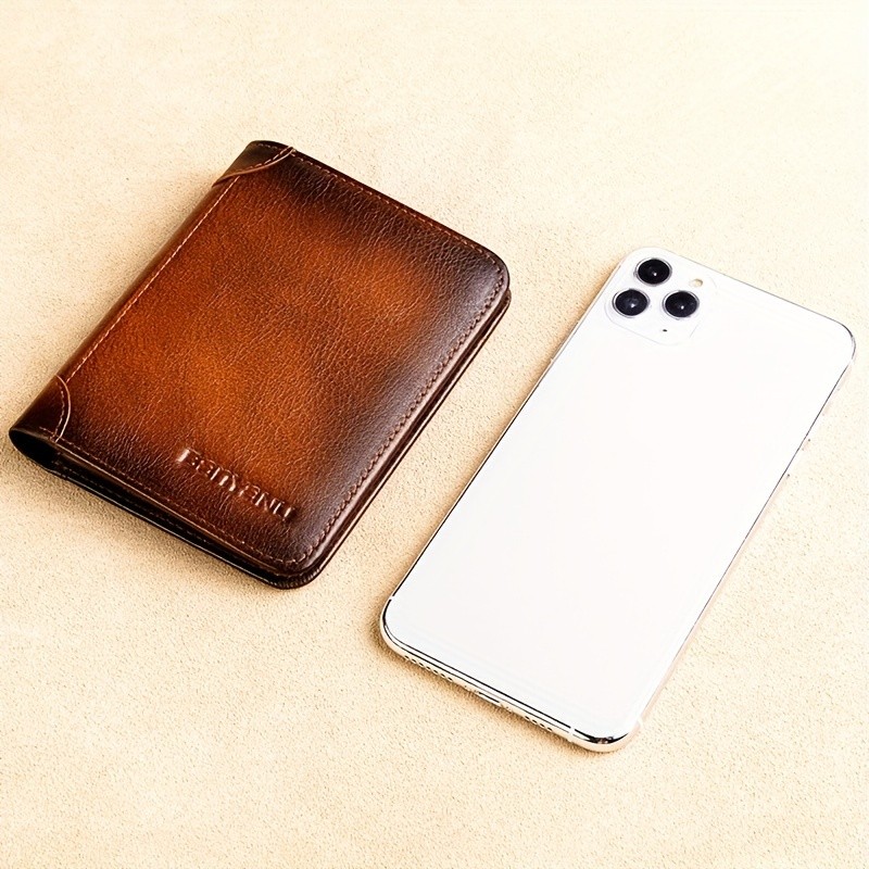 BANYANU Vintage Leather Bifold Wallet – Slim Head-Layer Leather Wallet with Large Capacity & Timeless Style