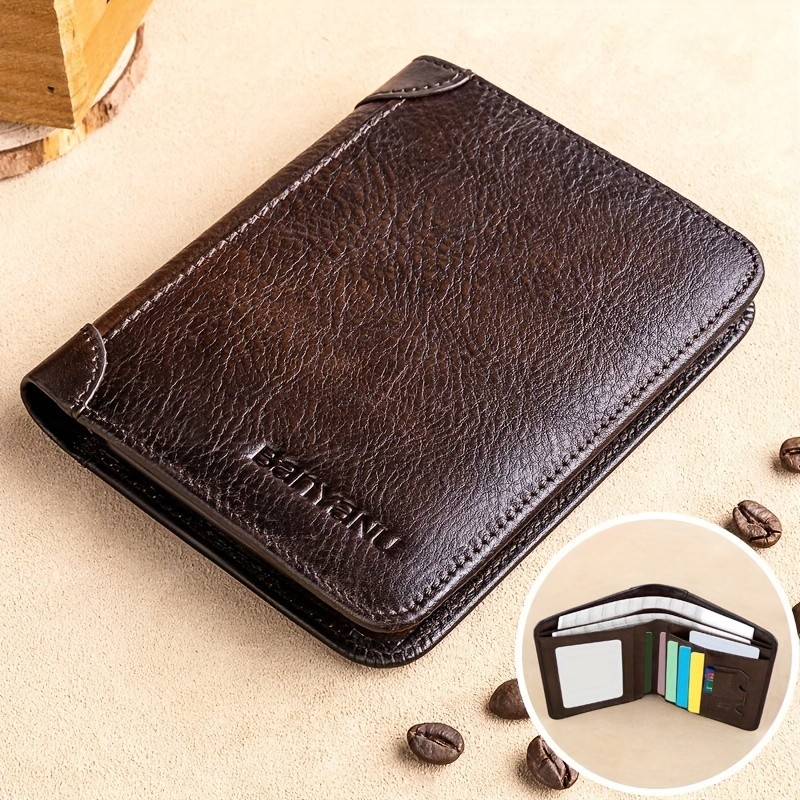 BANYANU Vintage Leather Bifold Wallet – Slim Head-Layer Leather Wallet with Large Capacity & Timeless Style