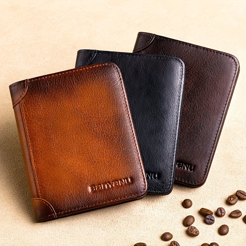 BANYANU Vintage Leather Bifold Wallet – Slim Head-Layer Leather Wallet with Large Capacity & Timeless Style