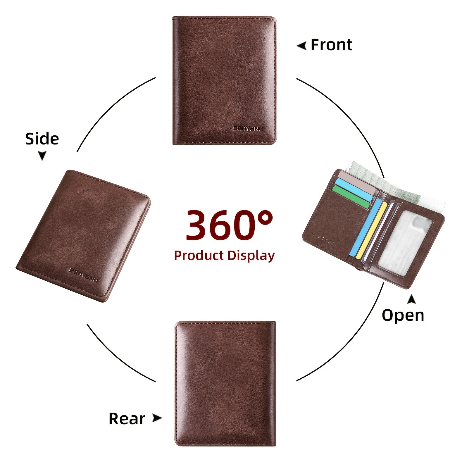 BANYANU Vintage Genuine Leather Men’s Wallet – Slim Top-Layer Cowhide with Multi-Card Holder & Secure Snap Closure