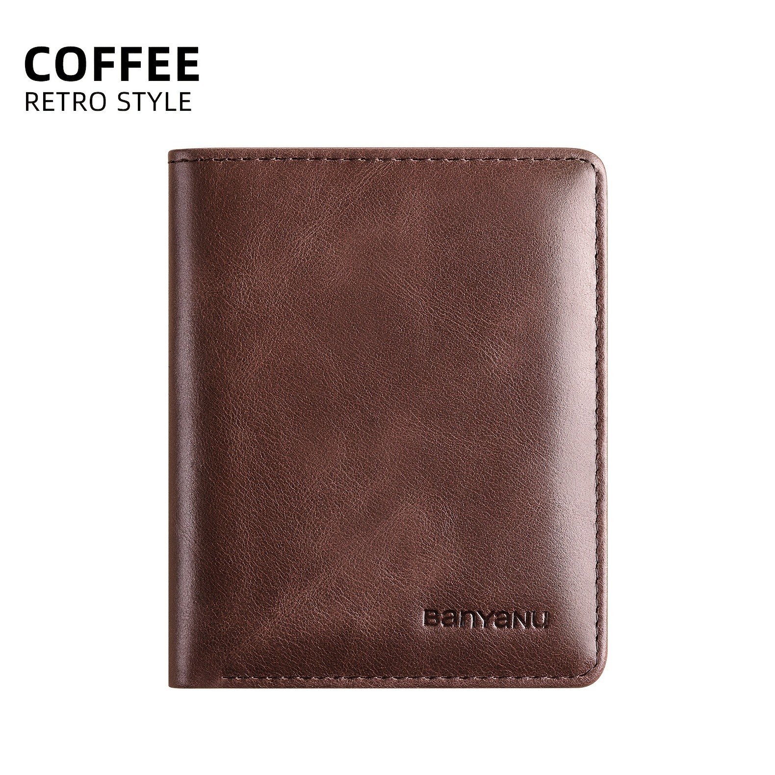 BANYANU Vintage Genuine Leather Men’s Wallet – Slim Top-Layer Cowhide with Multi-Card Holder & Secure Snap Closure