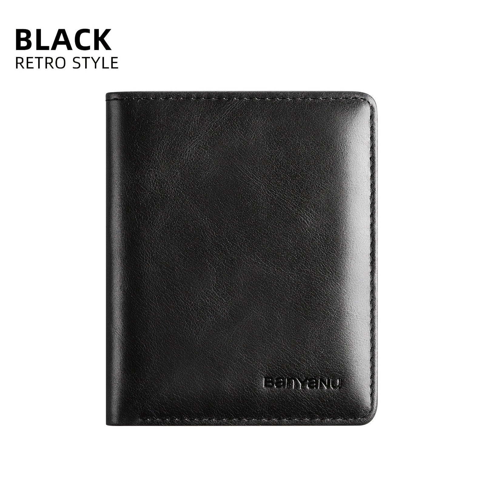 BANYANU Vintage Genuine Leather Men’s Wallet – Slim Top-Layer Cowhide with Multi-Card Holder & Secure Snap Closure