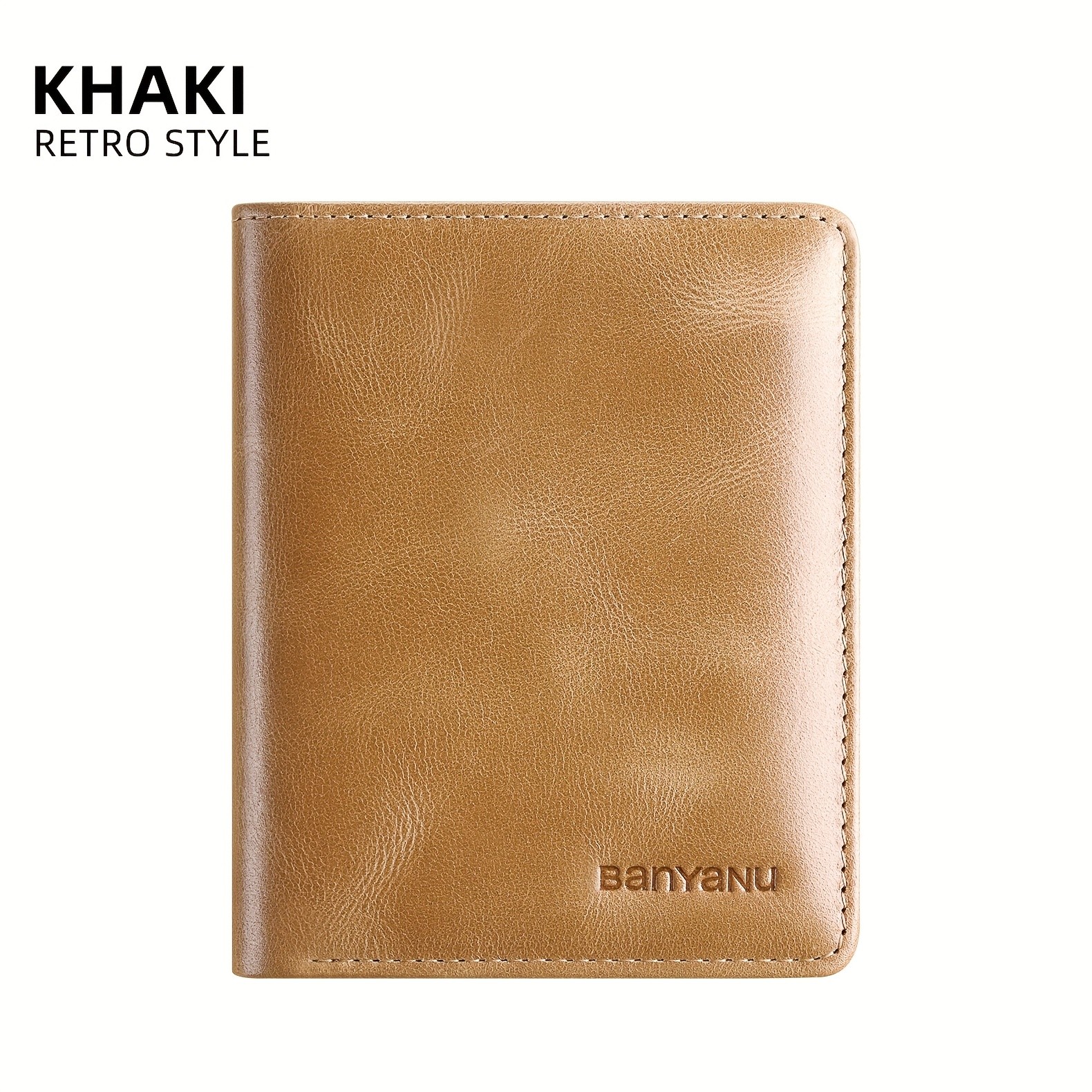 BANYANU Vintage Genuine Leather Men’s Wallet – Slim Top-Layer Cowhide with Multi-Card Holder & Secure Snap Closure