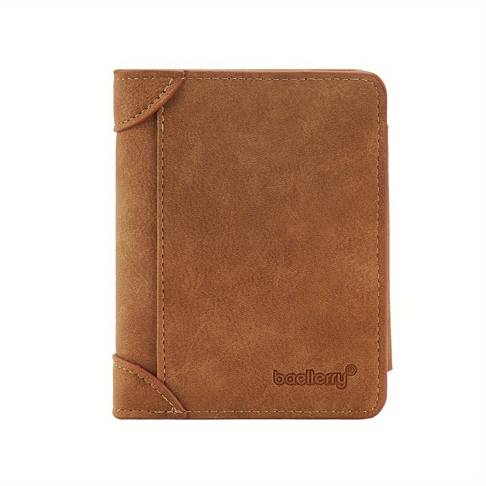 BAELLERRY Men’s 13-Card Vintage Tri-Fold Buckle Wallet – Faux Leather with Zipper Coin Purse