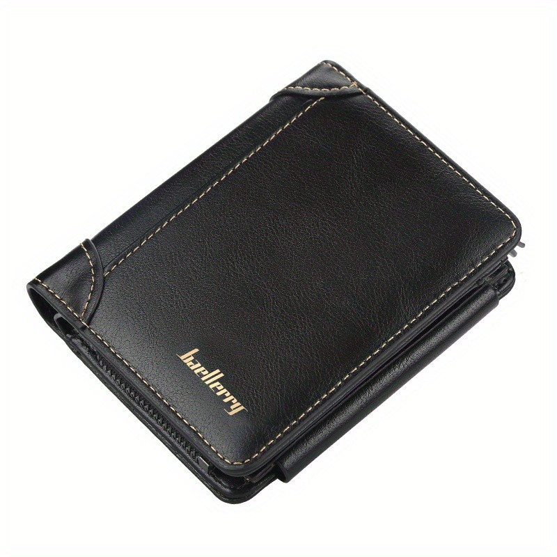 BAELLERRY Men’s 13-Card Vintage Tri-Fold Buckle Wallet – Faux Leather with Zipper Coin Purse
