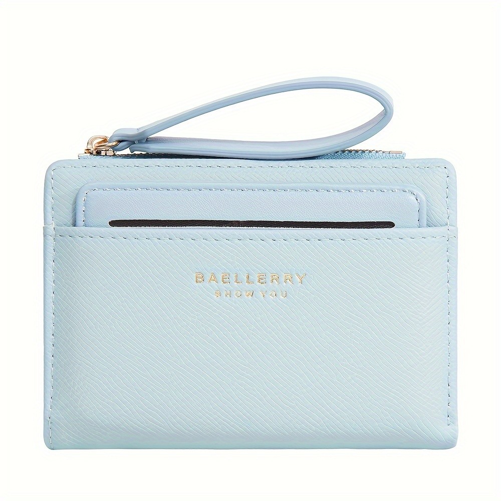 BAELLERRY Women’s Simple Small Wallet – Solid-Color Short Bi-Fold Wallet with Credit Card Slots & Zipper Coin Purse
