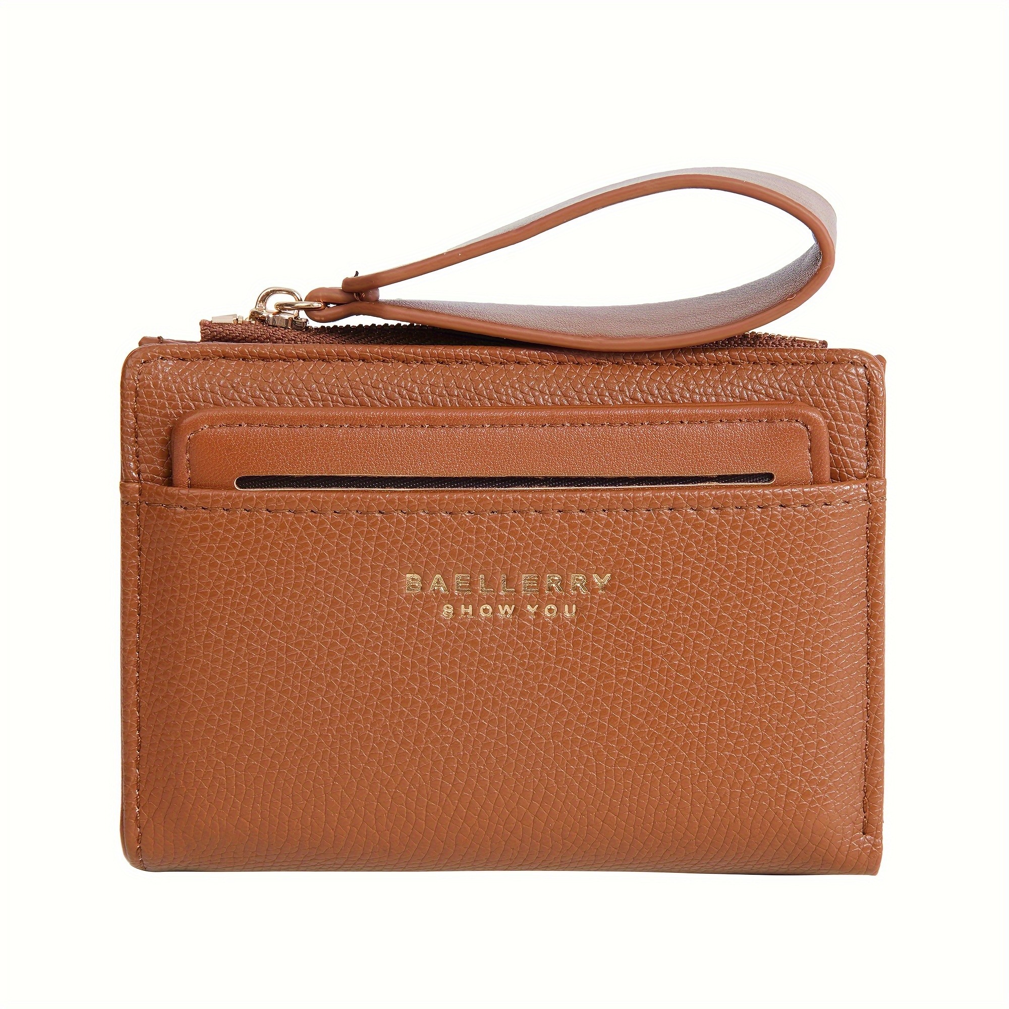 BAELLERRY Women’s Simple Small Wallet – Solid-Color Short Bi-Fold Wallet with Credit Card Slots & Zipper Coin Purse