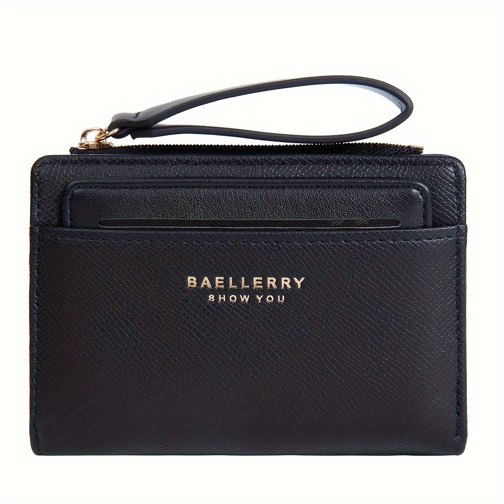 BAELLERRY Women’s Simple Small Wallet – Solid-Color Short Bi-Fold Wallet with Credit Card Slots & Zipper Coin Purse