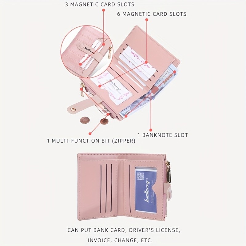 BAELLERRY Women’s 2023 Short Wallet – Buckle Sanded Mini Purse with Coin Holder (Carteras)