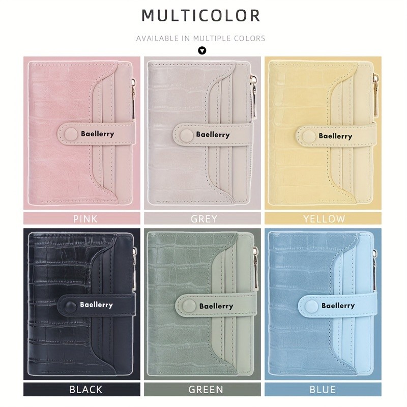 BAELLERRY Women’s 2023 Short Wallet – Buckle Sanded Mini Purse with Coin Holder (Carteras)