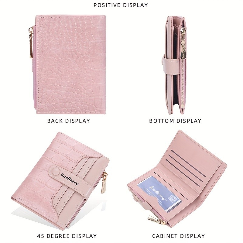 BAELLERRY Women’s 2023 Short Wallet – Buckle Sanded Mini Purse with Coin Holder (Carteras)