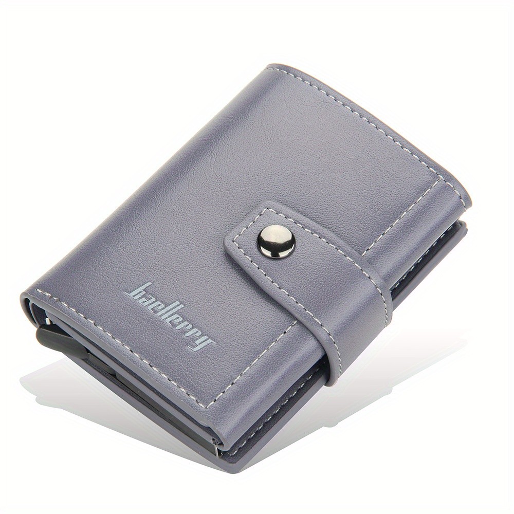 BAELLERRY 14-Card RFID Blocking Wallet – Slim Anti-Theft PU Leather Card Holder with Metal Buckle
