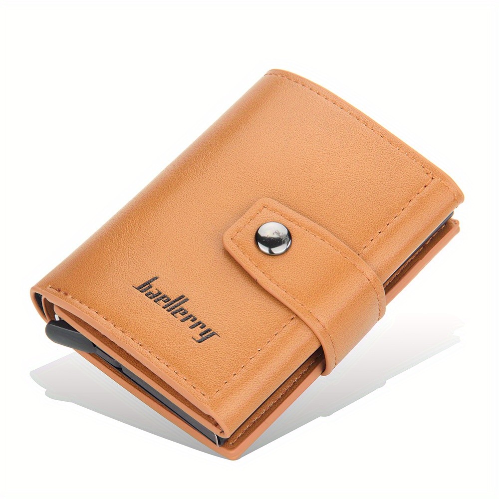 BAELLERRY 14-Card RFID Blocking Wallet – Slim Anti-Theft PU Leather Card Holder with Metal Buckle