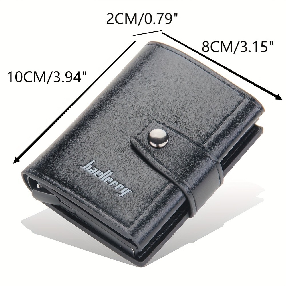 BAELLERRY 14-Card RFID Blocking Wallet – Slim Anti-Theft PU Leather Card Holder with Metal Buckle