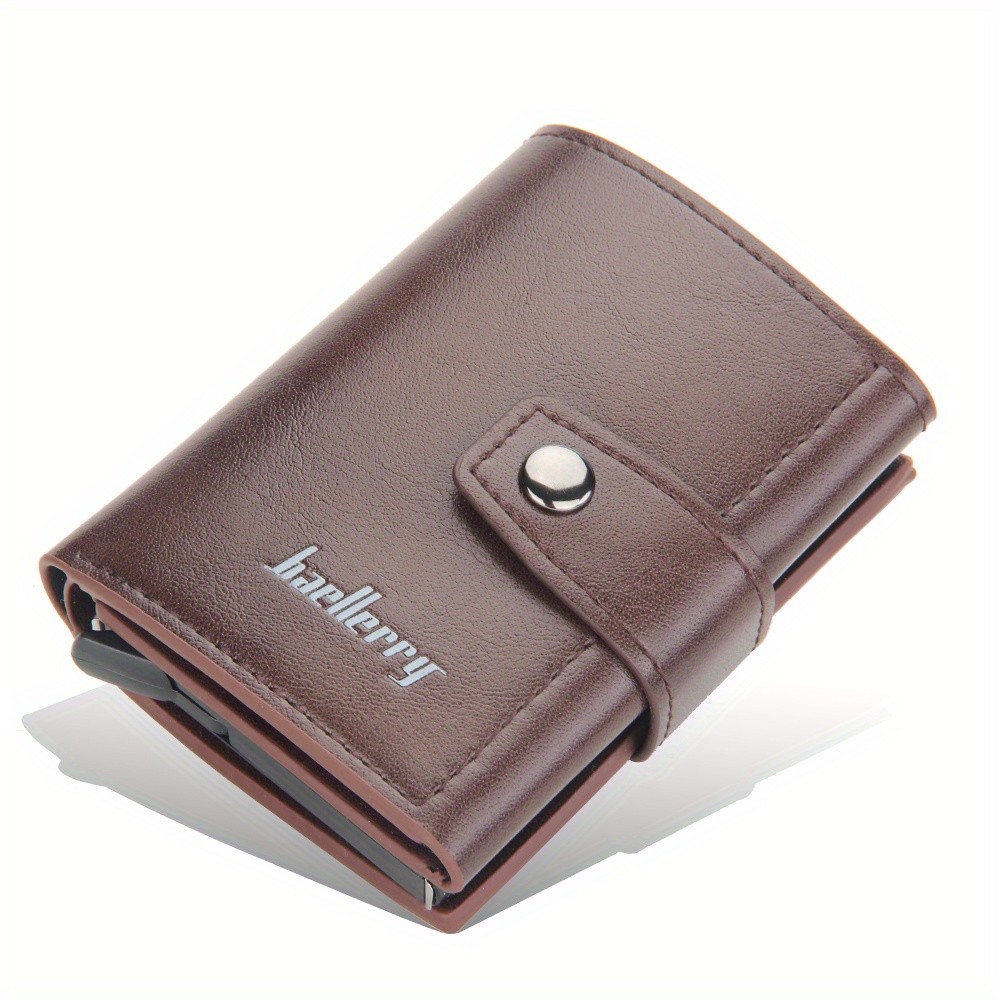BAELLERRY 14-Card RFID Blocking Wallet – Slim Anti-Theft PU Leather Card Holder with Metal Buckle