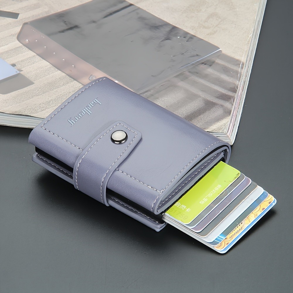 BAELLERRY 14-Card RFID Blocking Wallet – Slim Anti-Theft PU Leather Card Holder with Metal Buckle