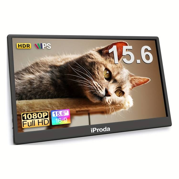 IPRODA 15.6" Portable Monitor – Full HD IPS Display for Gaming, Travel & Productivity