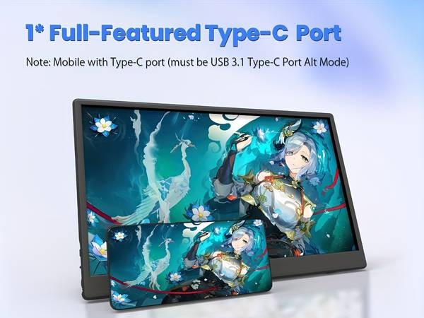 IPRODA 15.6" Portable Monitor – Full HD IPS Display for Gaming, Travel & Productivity