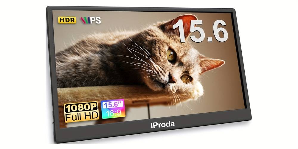 IPRODA 15.6" Portable Monitor – Full HD IPS Display for Gaming, Travel & Productivity