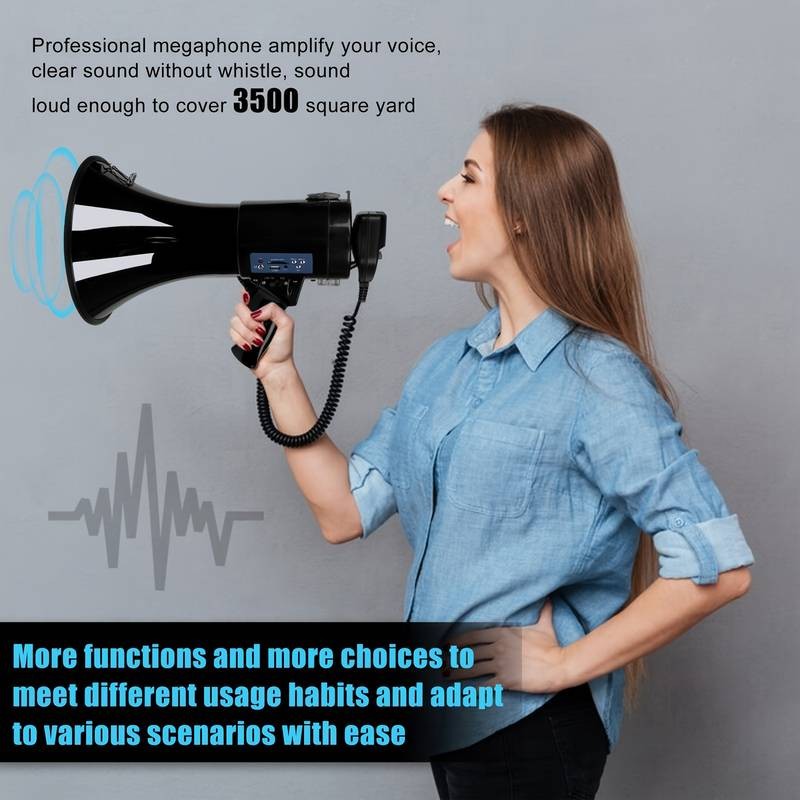 BS 50W Portable USB Loudspeaker & Megaphone – Powerful Sound, Detachable Mic & Recording Playback for Any Event