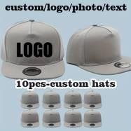 10pcs Customizable Flat Brim Baseball Caps – Durable Polyester Snapbacks for Teams, Events & Branding